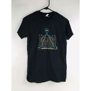 EI-LO T-Shirt Women's Size Large Black Short Sleeve Panic Praying For Faithless